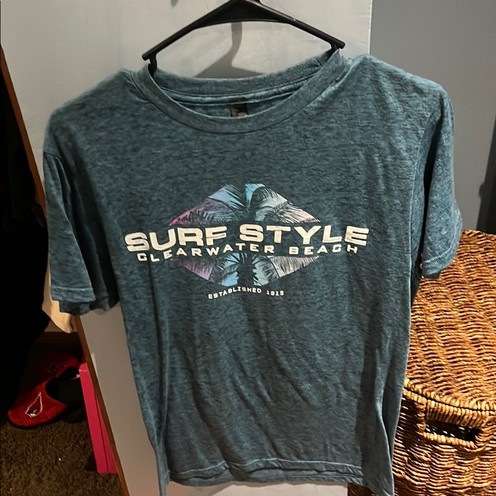 Surf Style Blue Short Sleeve Tee Casual Cotton